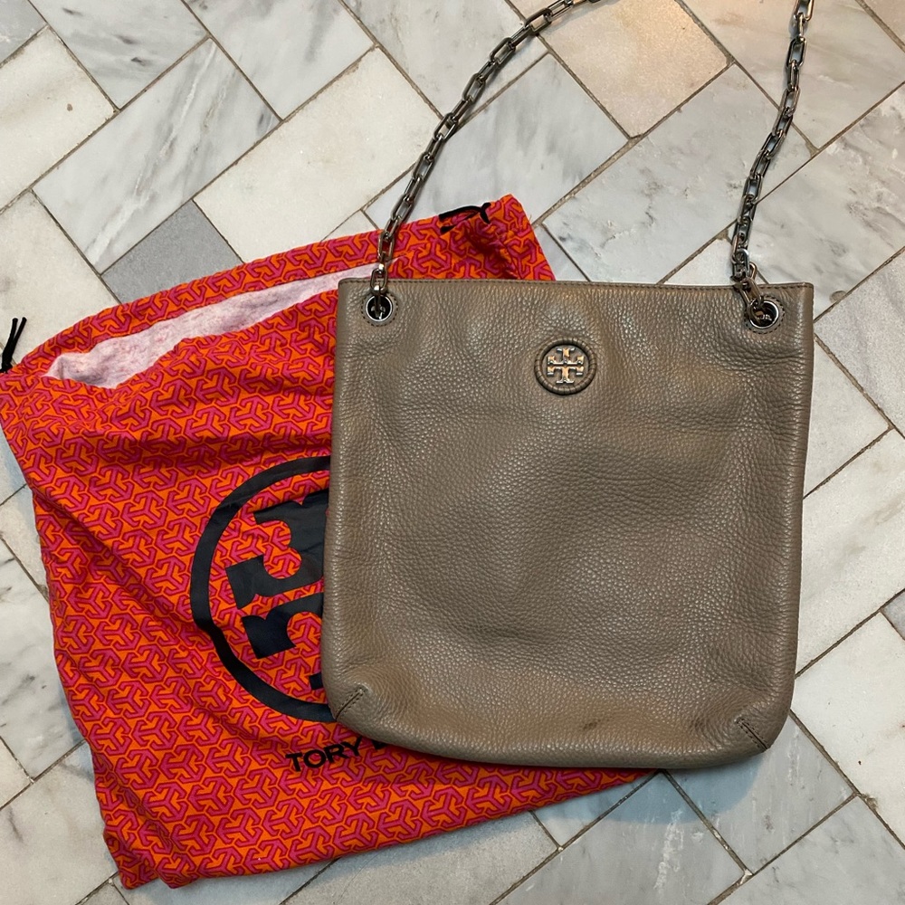 Tory Burch taupe crossbody bag